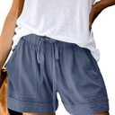 Acelitt Women Comfy Drawstring Casual Elastic Waist Pocketed Shorts,S-3XL (Blue)
