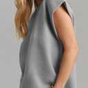 Saodimallsu Womens Cap Sleeve Sweater Top Summer Crew Neck Trendy Going Out Loose Knit Shirt (Gray)