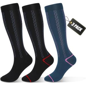 Medical Graduated 30-40mmHg Compression Socks for Women&Men Circulation Knee High Socks Hiking Running Nursing Stockings(L, B/ N/ S)
, Size: Large-X-Large