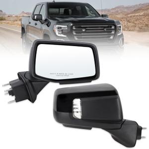 Right Passenger Side Mirror Compatible With 2019-2026 GMC Sierra 1500 With Power Folding Heated Turn Signal Puddle Light Memory Temperature Sensor Black Replace#84898873 84732186(15Pins)