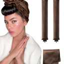 2 x YOSHUYUKI Classic Heatless Curls Overnight Rods No Heat Hair Curlers to Sleep Jumbo Foam Large Hair Rollers for Long Short Hair Heatless Curling Rod Set Styling Tools with Satin Scarf Brown