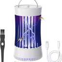 2-in-1 Indoor Electric Bug Zapper with Fan, Chargeable 1500V High Voltage Mosquitoes Killer with Hanger, Small Fly Insects Lamp Trap Catching Moth Gnat Fruit Flies, White