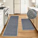 Kitchen Rugs Sets of 2,Non Slip Kitchen Mats for Floor,Thick Braided Vintage Kitchen Floor Mat Runner Carpet for Hallways Entryway Laundry Room Washable（Grey 17"x30"+17"x47"）