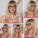 Ombre Blonde Wigs for Women Medium Length Long Straight Wig with Bangs Synthetic Hair Heat Resistant Wigs for Everyday Party Cosplay Wear