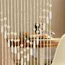 Handmade Beaded Curtain for Doorway and Window - Bamboo Wooden Beads Room Divider - Boho Rustic Home Store Decor, 35.5 x 75 Inches Natural