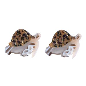 Tiny Ocean Animals Hair Clips,Novelty Acetate Hair Clip,Small Turtle Claw Clips for Women,Pack of 2,Brown