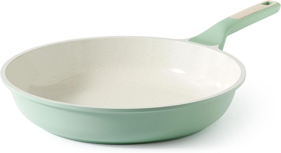 SENSARTE Nonstick Ceramic Frying Pan 9.5-Inch, Healthy Non Toxic Skillet, Induction Compatible Omelet Pan with Heat Resistant Handle, PFAS-Free, Mint Green