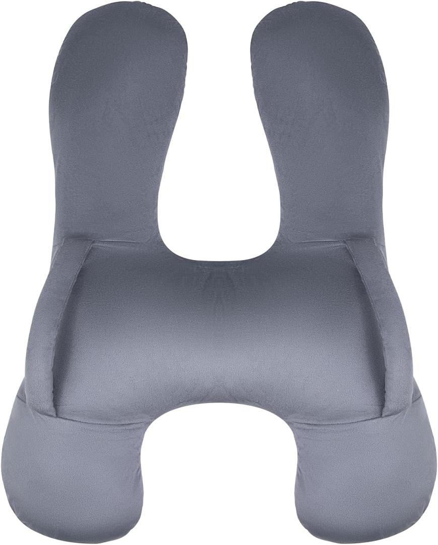 BEBAS Kids Car Travel Pillow with Neck Support - Ergonomic Sleeping Aid for Road Trips, Airplane & Car Rides, Soft Travel Pillow for Toddlers and Children (Grey) (Gray)