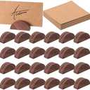 Colingmill 24 Pcs Wooden Table Number Stands Wedding Table Name Holder Semicircular Design Place Card Holders with 24 Pcs Tented Cards for Retail Shop Wedding Party Events Decoration(Brown)