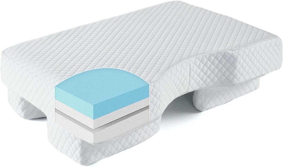 Side Sleeper Pillow for Shoulder Pain - Adjustable Pillow with Arm Hole, Memory Foam Pillow Provides Support & Reduces arm Pressure, Cooling Arm Pillows, Rotator Cuff Pain Relief