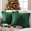 St. Patrick' Day Pillow Covers, Set of 2 Decorative Soft Christmas Trees Throw Pillow Covers for Holiday Winter Home Decor Chair Sofa Bedroom Living Room,Green 18x18inch