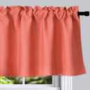 DONREN Coral Salmon Valances for Window-Blackout Valances for Kitchen with Rod Pocket (42 by 15 Inch,2 Panels)
