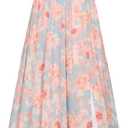GRACE KARIN 2026 Women's Summer Floral Wedding Guest Dress,Beach Flowy A Line Maxi Off Shoulder Bridesmaid Dresses (Light Blue Pink) 2XL