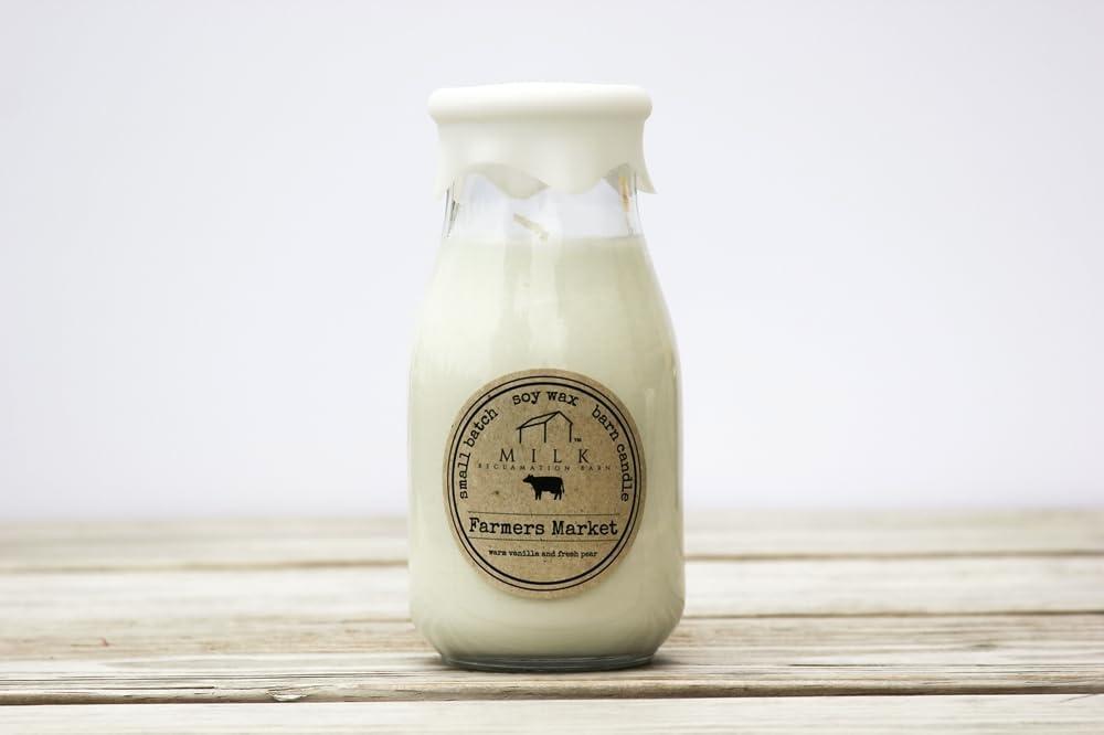 Farmers Market Milk Bottle Candle, 12.5 Ounce