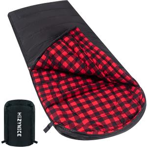 Cold Weather Sleeping Bag 100% Cotton Flannel XXL for Adults Big and Tall, Free Compression Sack, Size: 90" x 39" Right Zip