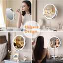 Hasipu 10 LED Makeup Mirror with 7X Magnification - Rechargeable Vanity Mirror, 3 Color Modes, Touch Control, 360 Rotation & Adjustable Height (Antique Silver)