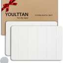 Home Bath Stone Mat 24"x16" (2-Pack) Quick-Dry, Non-Slip Diatomaceous Earth Mat, Stylish & Absorbent, White Straight