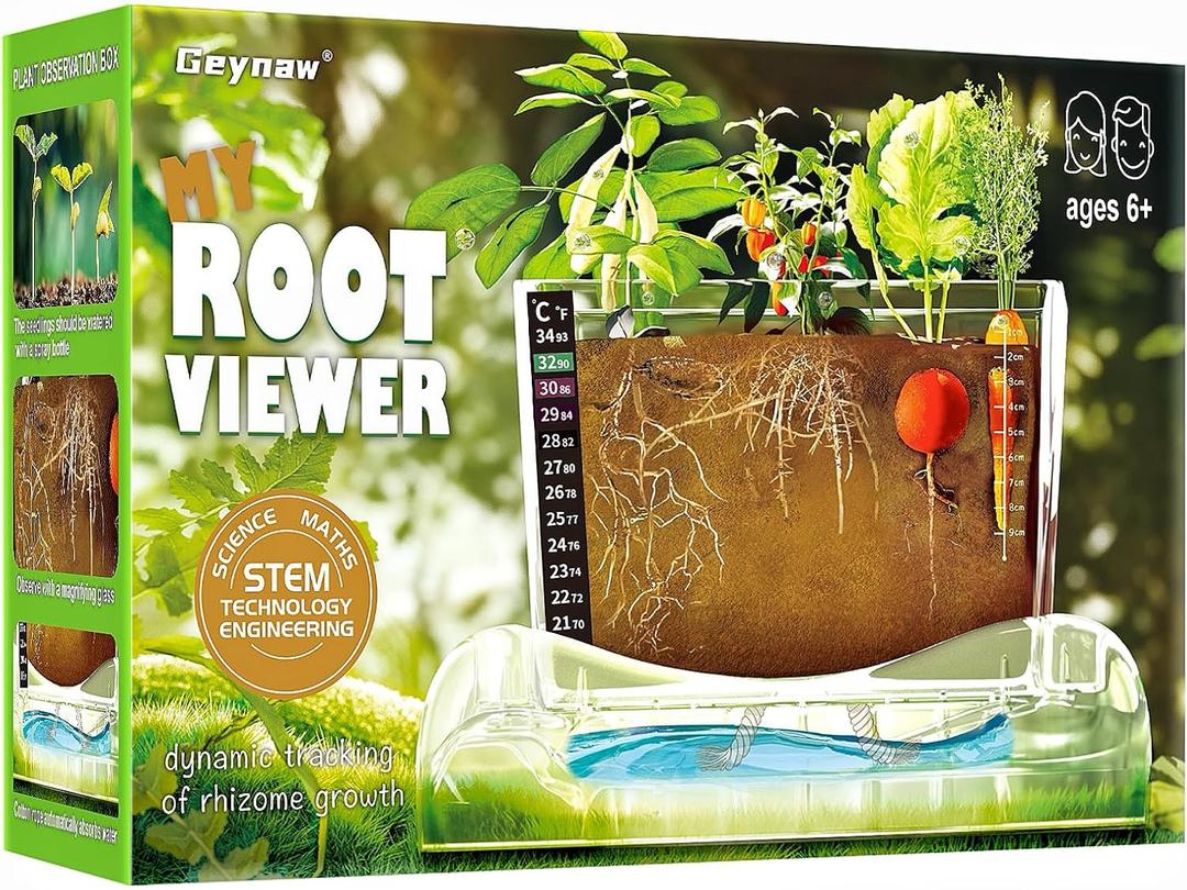 Root Viewer Kit for Kids - Grow Your Own Kids Garden for Boys & Girls - Science STEM Toy & Craft Growing Kits for Ages 6 7 8 9 10 Birthday Easter Gifts for Boy & Girls - Kid Gardening Set (White)