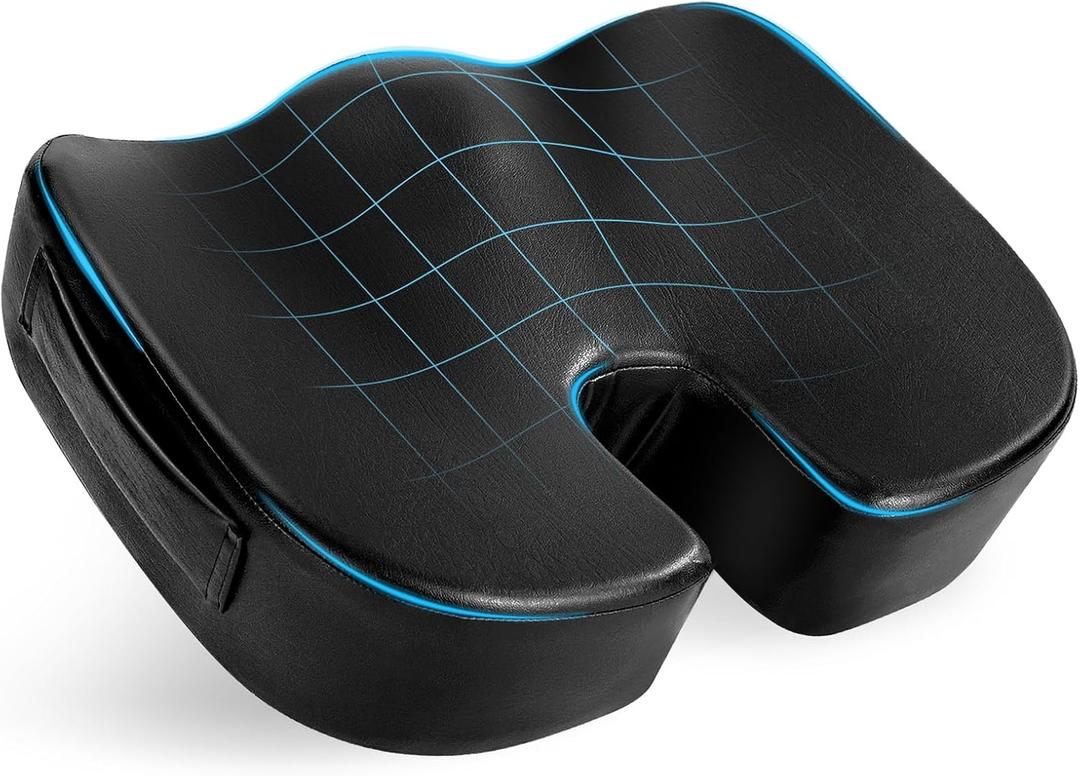 Luxury Seat Cushion, 3 Inch Thick Memory Foam for Pressure Relief, Sciatica, Tailbone Pain & Back Pain Relief, Multi-Use for Bleachers, Car, Gaming, Office Chair