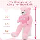 6ft Giant Valentines Teddy Bear Plush, Big Pink Teddy Bear Stuffed Animal with Red Heart, Life Size Love Stuffed Bear Plushie as for Girlfriend Wife Kids, Baby Shower Decor