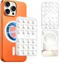 Anteel Magnetic Suction Cup Phone Case Mount with Built-in Mirror, Magnetic Back with Additional Mirror Effect, Thickened and Enhanced Suction Power Sticky Phone Grip, 2.56" x 3.94" (White)