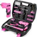 DOWELL 116Pcs Pink Tool Kit with 3.6V USB Cordless Screwdriver, Small Drill Set for Women, Girls