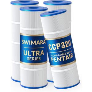 CCP320 PCC80 178580 R173573 817-0081, 5 oz+ Trilobal Fabric Pool Filter Cartridges, Compatible with Pentair Clean & Clear Plus 320 (#160340) & Waterway 325, 4-Pack, Ultra Series, 320 sq. ft. (4-Pack)