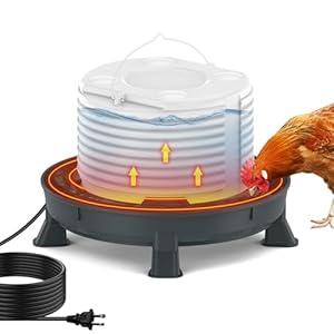 Trampots 4.28L Heated Chicken Waterer  Winter FreezeProof Heated Poultry Waterer, 84W Hanging Chicken Water Heater with 4 Detachable Leg Support, Poultry Water Fountain for Chickens, Ducks & Turkeys