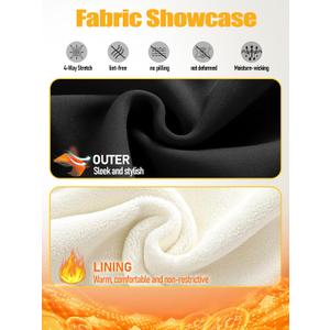 Girls Fleece Lined Leggings Thermal Full Length Pants Winter Warm Stretchy Athletic Leggings for Kids 4-15 Years Black