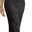 dasmzper Women Sexy Lace Patchwork Sleeveless Floral Bodycon Wedding Cocktail Maxi Dress Black medium