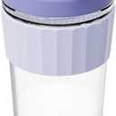 Leak-proof Glass Coffee Mug with Lid Lock, 17 oz Reusable Coffee Cup with Handle, BPA-free, Microwave and Dishwasher Safe (Lavender)