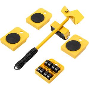 Vivicreate Furniture Lifter Mover Tool Set with Wheels Heavy Duty Moving Dolly Kit for Sofa Bed Cabinet Washing Machine Appliance Sliders Rollers Easy Moving Tool llantas para Mover muebles (Yellow)