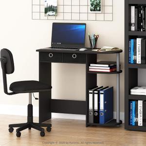 Furinno Go Green 32-Inch Computer Desk, Office Desk with 2 Side Shelves and Storage Bins, Rectangular Home Office Desk, Gaming Desk for Home Office, Bedroom, Study Room, Classic Black
