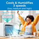 BLACK+DECKER Desktop Air Cooler, Personal Portable Fan with 3-Speeds, Evaporative Air Cooler with 0.5L Water Tank, Air Cooler Fan for Desk, Home, Office, Bedroom, and more, BDMC10, White/Gray