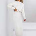 Caracilia 2 Piece Skirt Set for Women Sweater Dress Long Sleeve Oversized Tops Matching Maxi Skirts 2025 Fall Outfits Clothes Small (White)