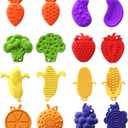 16PCS Various Fruit Shapes Textures Fidget Toys Sensory Stone for KidsTextured Soft Worry Stone for Autism Kids Calming Fidget Stress Toys for Students Anxiety Relief Small Prizes Fidget Toys