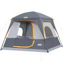UNP 4-Person Tent, Portable Cabin Tent, Camping Tent 4-Person Easy Set Up, Waterproof with Top Rainfly for Outdoor Camping/ Hiking (Gray)