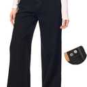 Women's Adjustable Waist Baggy Jeans with Snap-Button Waistband Wide Straight Leg High Rise Jeans Denim Pants Y2K Trousers (33, Black)