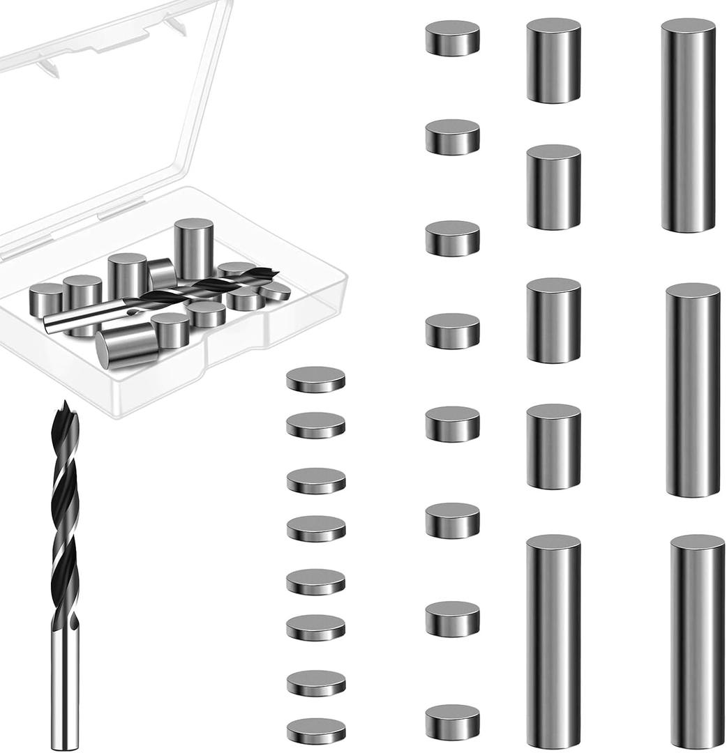 QoTang 24 PCS Cylindrical Stainless Steel Weight 6.8 Ounce, 4 Different Sizes Incremental Cylinders Car Weights Compatible with Pinewood Car Derby to Optimize Speed