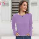 Women's Long Sleeve Tunic 2026 Blouses Knit Sweater Casual Basic Shirts Tee Shirts Tops (Purple, M)