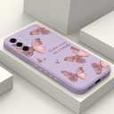 Galaxy S21 FE 5G Case - Floral Creative Sides, Soft Silicone Slim Case - Butterfly Purple