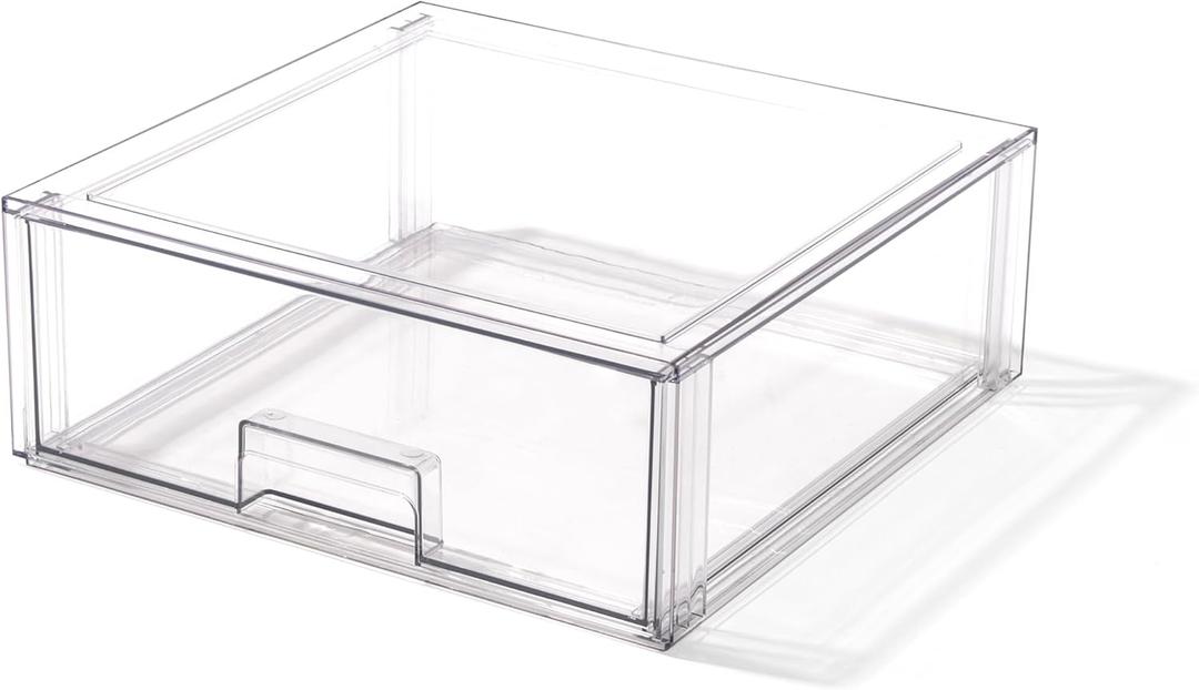 BINO | Stackable Storage Drawers, X-Large - Clear | THE CRATE COLLECTION | Storage Bins With Drawers | Bathroom Organizers | Under Sink Organizer | Vanity Cabinet Home Organization
