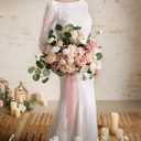 Ling's moment Pink Wedding Bouquets for Bride, Dusty Rose Bridal Bouquets for Bride, 15 Inch Free Form Artificial Wedding Flowers Bouquets