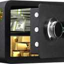 Tenamic Biometric Fingerprint Safe Box 0.85 Cubic Feet Fireproof Waterproof Safe Box with Induction Light and Leather, Solid Alloy Steel Office Hotel Home Cabinet Safe, Black