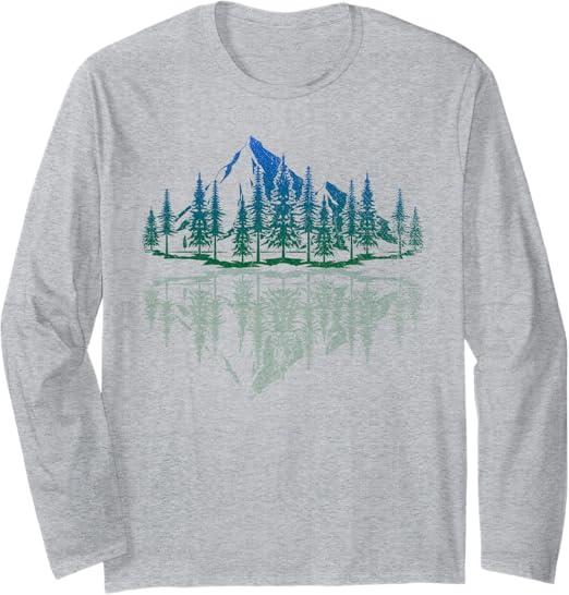 Outdoor Nature Lover Forest Trees Wildlife Mountains Nature Long Sleeve T-Shirt (Small, Black)