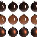 Brown Glass Christmas Ball Ornaments for Tree, 2.36 Christmas Hanging Ornaments Set of 12 Xmas Baubles for Holiday Party Xmas Tree Decorations Gifts