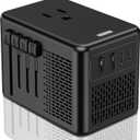 220V to 110V Voltage Converter US to Europe for Hair Dryer with Fast Charging 2 USB A 2 USB C, Power Converter Adapter Combo European Travel Converter International Adapter C A I G (Black)