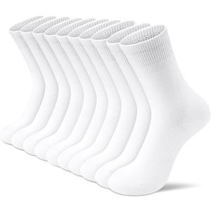 Women's Thin Cotton Crew Socks  Non-Slip Heel, Breathable & Moisture-Wicking,5-Pack Anti-Slip for Workouts,Casual (6-9)