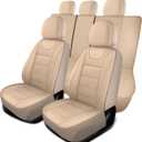 HChengkikz Car Seat Covers, Quilting Leather Seat Covers Full Set, Waterproof Faux Leather Automotive Seat Covers for Cars, Universal Car Seat Protectors Fit for Suvs, Trucks, Airbag Compatible (N4)