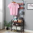 Coat Rack, Entryway Hall Tree with Shoe Bench, 3-in-1 Design Coat Rack Shoe Bench with 14 Hooks and 3-Tier Shelves, Freestanding Coat Tree for Living Room, Bedroom. (brown)